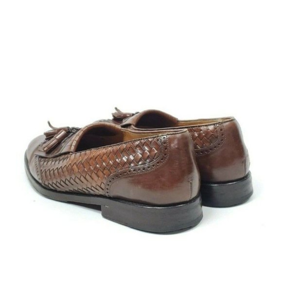Mezlan Alicante Kiltie Tassel Woven Loafers Men's Size 9 Brown Leather - Picture 6 of 8